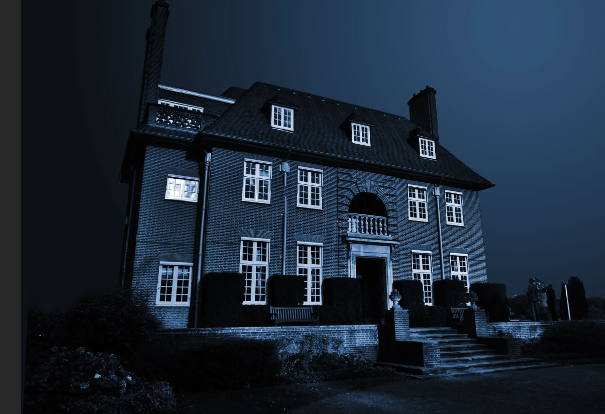 compositing maison hantée photoshop