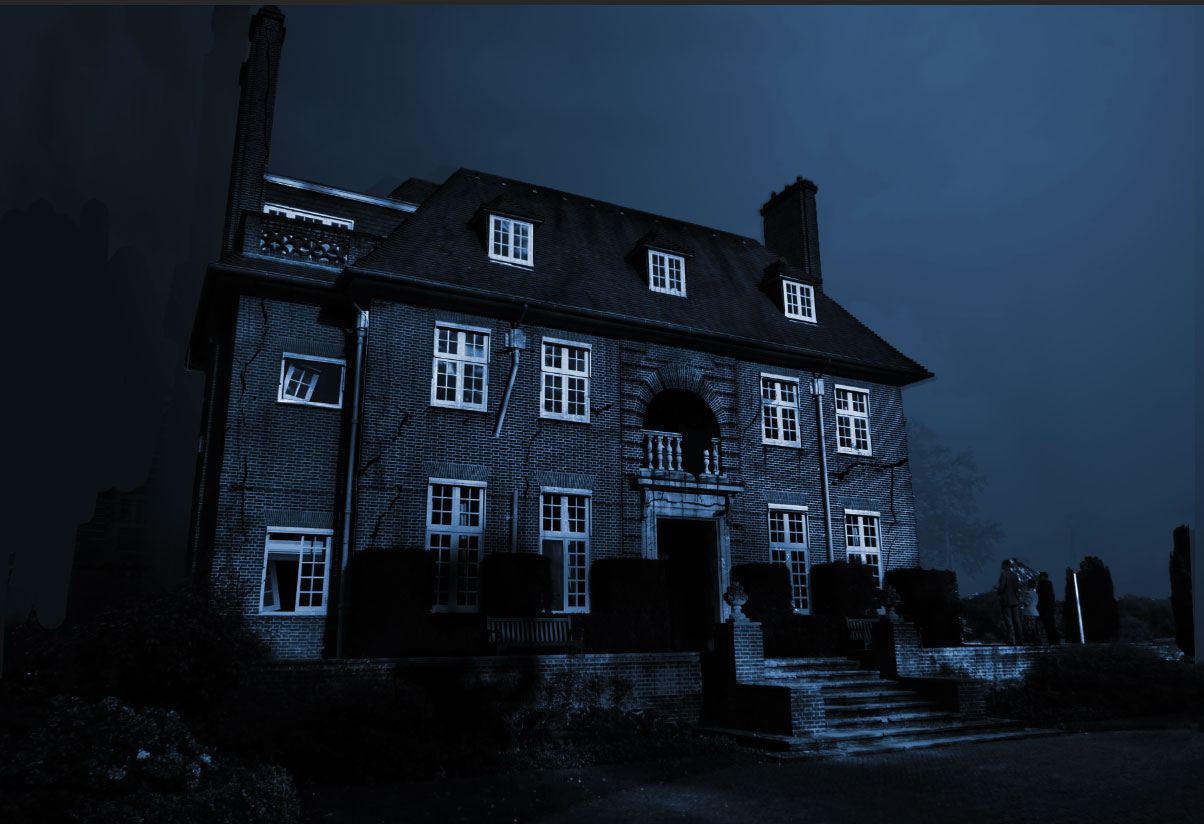 compositing maison hantée photoshop