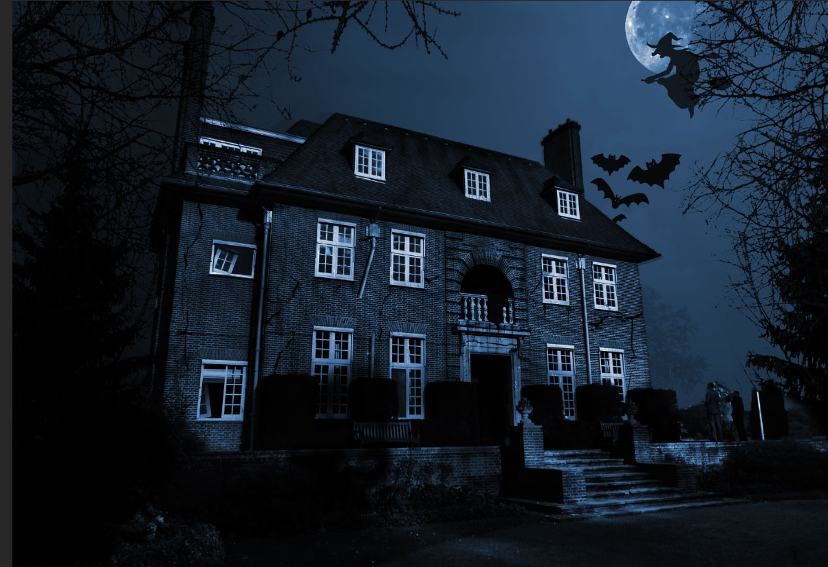 compositing maison hantée photoshop