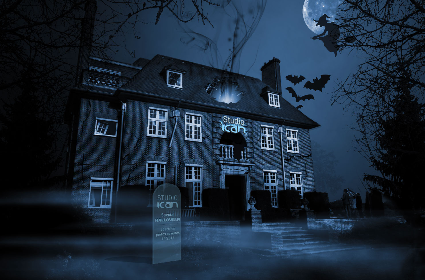 compositing maison hantée photoshop